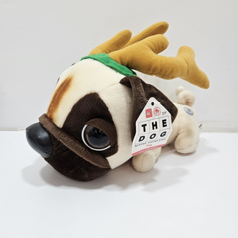 Vintage The Dog Artist Collection Pugβ Plush Reindeer Antlers With Tag